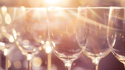 Poster - Empty wine glasses sparkling in the sunlight : Generative AI
