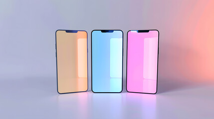 Poster - flat rays collection of smartphone mockup blank screen isolated with clipping path on white background : Generative AI