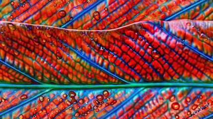 Canvas Print -   Close-up view of colorful feather's feathers