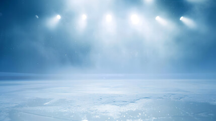 Poster - Snow and ice backgroundEmpty ice rink illuminated by spotlights : Generative AI