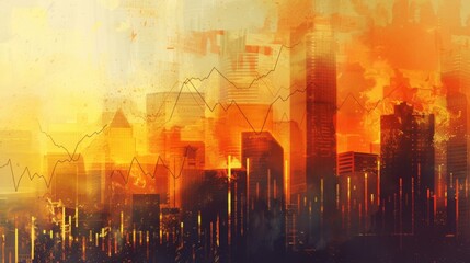 Poster - economy trends background for business idea and all art work design.