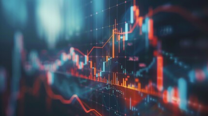 Aufkleber - Fundamental and technical analysis for professional technical trading as concept. Digital graph of financial instruments with some indicators including