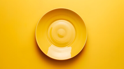 Aufkleber - Top view of isolated of colored background empty round beige plate for food Empty dish with space for your design : Generative AI
