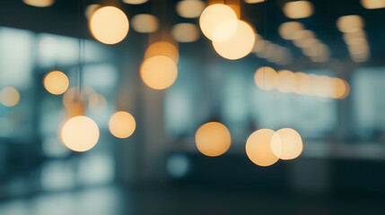 Fototapete - Blurred empty open space office Abstract light bokeh at office interior background for design : Generative AI
