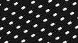 Many white black capsules on black background, tablet grid. Drug, tablet, pills top flat view. 3d render illustration