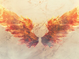 Wall Mural - The wings of a bird are shown in a fiery orange color