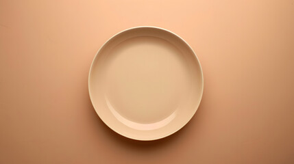 Aufkleber - Top view of isolated of colored background empty round beige plate for food Empty dish with space for your design : Generative AI