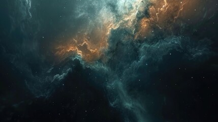 Wall Mural - A beautiful and colorful space scene with a large cloud of orange and blue