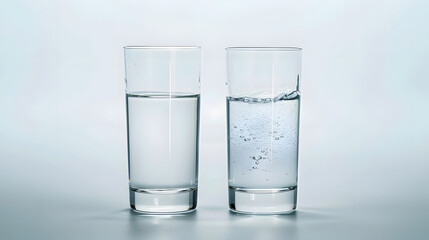 Poster - tall empty half and full glass of water isolated on white with clipping path included : Generative AI