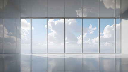 Poster - Through the floortoceiling windows the outdoor sky and cloudscape : Generative AI