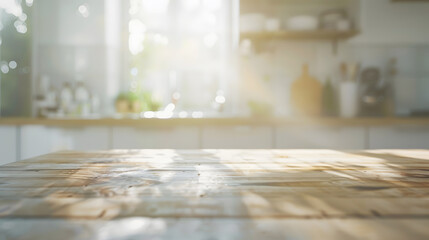 Aufkleber - Free space table top background on blurred kitchen window interior : Generative AI