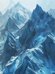 Canvas Print - A mountain range covered in snow