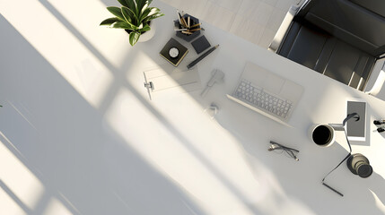 Aufkleber - Top view with copy space of office desk with accessories : Generative AI