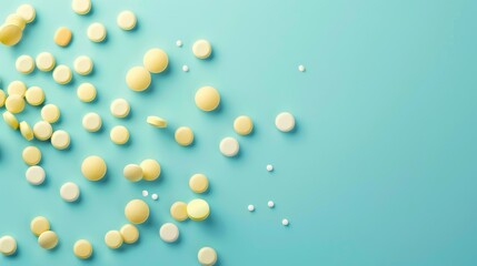 Wall Mural - Folic Acid represented with pills on blue background