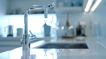 Poster - Modern kitchen a picture of a faucet : Generative AI