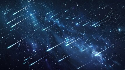 Wall Mural - Streaks of meteors in a dark sky.
