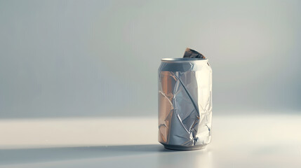 Poster - object on white  Crumpled beverage can : Generative AI