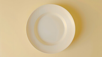 Poster - white plate mockup with cream background for the wedding template top view : Generative AI