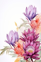 Wall Mural - Floral elements collection, watercolor flower set
