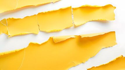Leinwandbilder - Yellow ripped paper torn edges strips isolated on white background : Generative AI