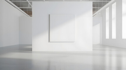Aufkleber - A grand white canvas in a minimalist room is a focal point that encourages reflection : Generative AI