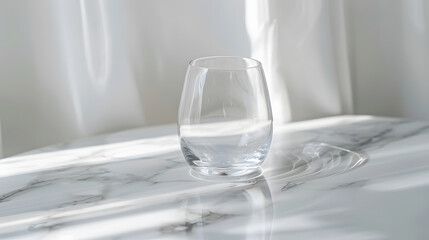 Aufkleber - Glassware washing and purity concept  Clean empty glass on marble table : Generative AI