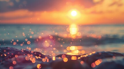 Wall Mural - Beach sunset with background blurred