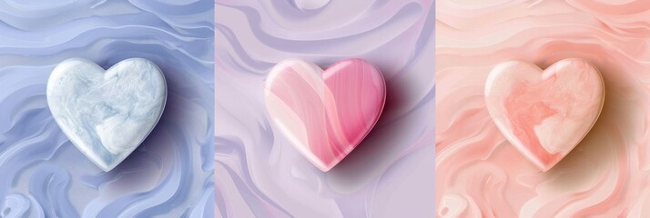 Wall Mural - Artistic 3D vector illustration of heart with cute lovely soft pastel colors