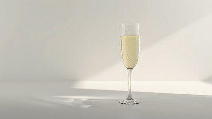 Poster - Empty champagne glass on a white background : Generative AI