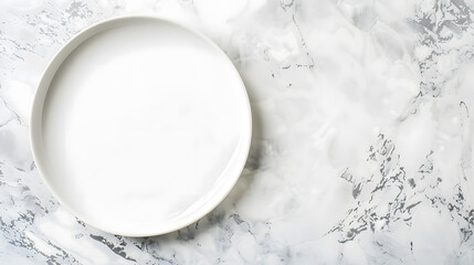 Aufkleber - Empty white plate  on white stone table top view copy space : Generative AI