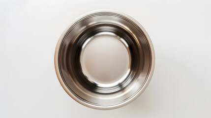 Wall Mural - Top view of empty stainless steel bowl isolated on white : Generative AI
