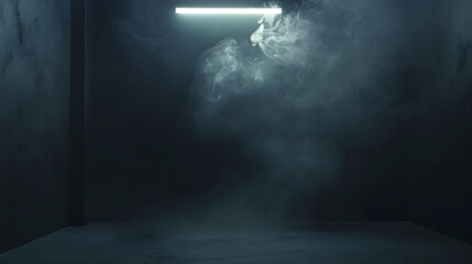 Aufkleber - Photo a dark empty room with smoke on the wall and a light on the ceiling : Generative AI