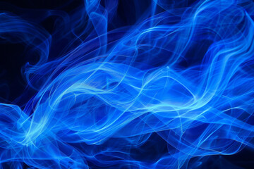 Poster - Abstract electric blue waves of light creating a dynamic energy flow effect on a dark background, perfect for technology themes