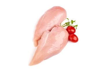 Sticker - Raw chicken breast, isolated on white background