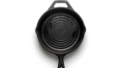 Aufkleber - Empty cast iron grill frying pan isolated on white background with clipping path Top view : Generative AI