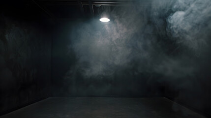 Aufkleber - Photo a dark empty room with smoke on the wall and a light on the ceiling : Generative AI