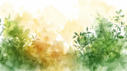 Wall Mural - watercolor green leaves background design. Generative Ai
