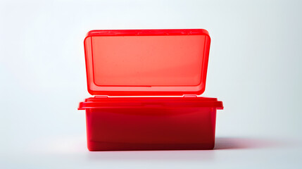 Poster - Open empty small red plastic box isolated on white background : Generative AI