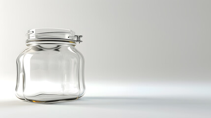 Poster - Open empty glass jar for food and canned food Isolated on white background with clipping path : Generative AI