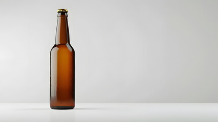 Poster - glass empty beer bottle on white background : Generative AI