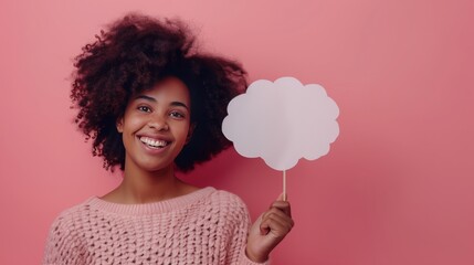 Fototapete - Young Lithuanian woman isolated on pink background holding an empty speech bubble and doing coming gesture
