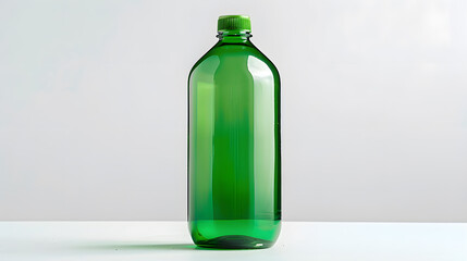 Poster - Front view of empty PET plastic green bottle isolated on white : Generative AI