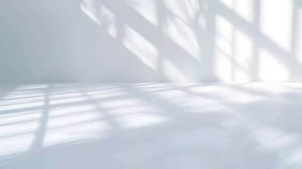 Poster - Abstract white studio background for product presentation Empty room with shadows of window Display product with blurred backdrop : Generative AI