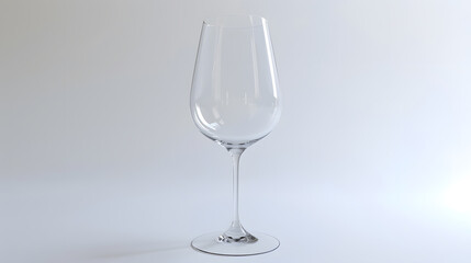 Poster - Empty tall clear wine glassIsolated on white background3D Rendering : Generative AI