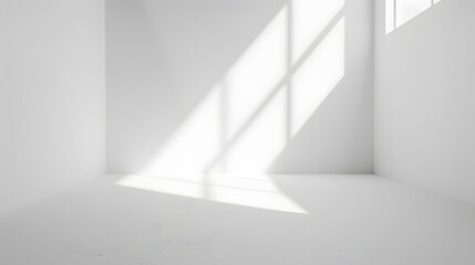 Poster - white studio room with sunlight and shadows background empty white room place for design white background : Generative AI