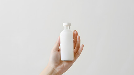 Poster - Empty Hand showing gesture holding the bottle smartphone or something isolated on white background with clipping path : Generative AI