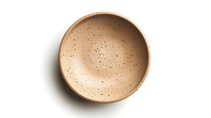 Aufkleber - High angle view of empty brown spotted shallow ceramic plate isolated on white background with clipping path : Generative AI