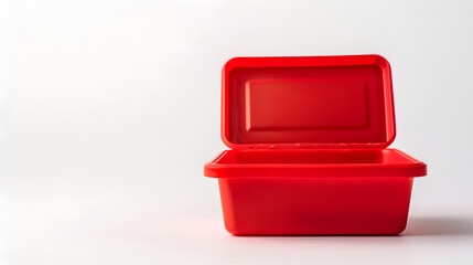 Poster - Open empty small red plastic box isolated on white background : Generative AI