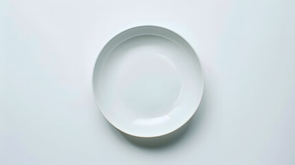 Poster - Empty ceramic plate isolated on white top view : Generative AI