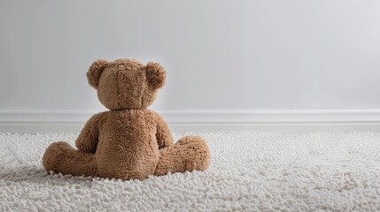 A teddy bear on carpet floor